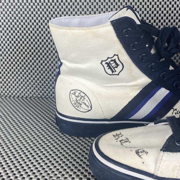 Polo Ralph Lauren Solomon II New York High Top Sneakers Mens 8 D White Blue